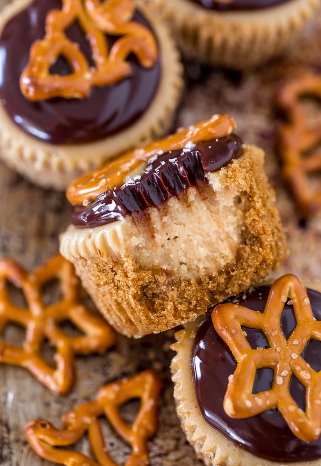 Chocolate Covered Peanut Butter Pretzel Cheesecake Cupcakes