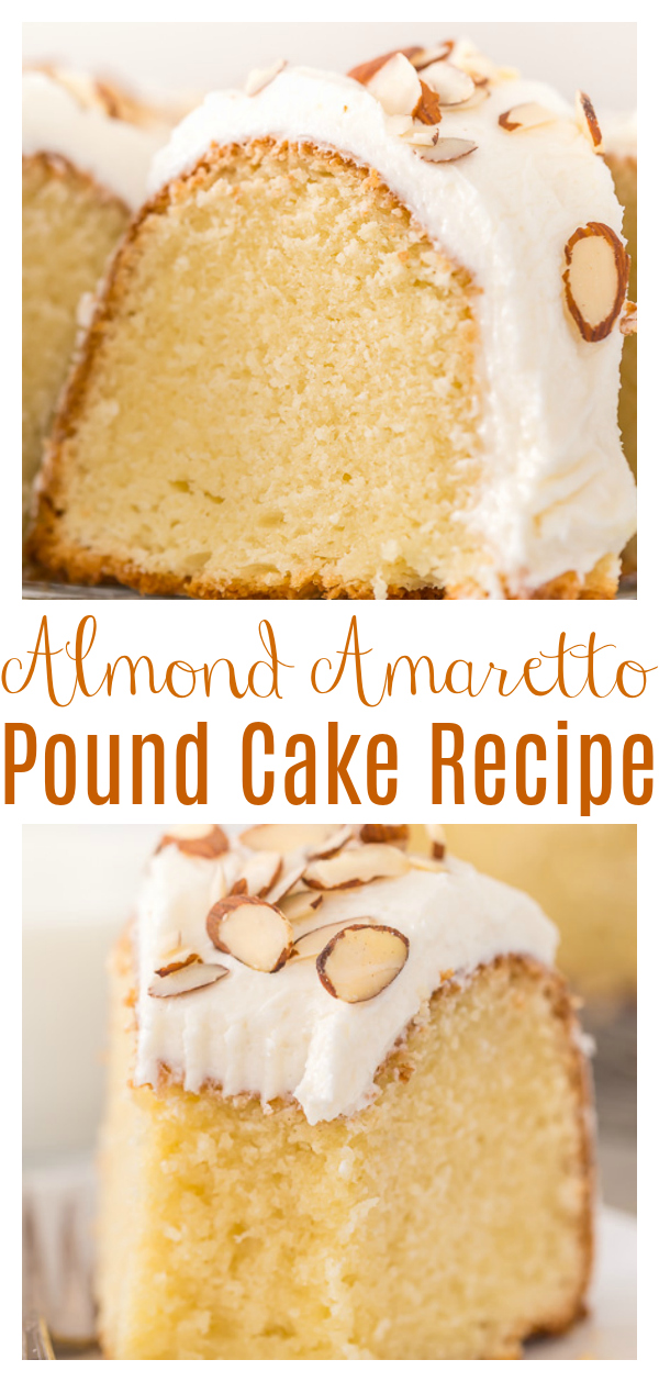 This Almond Amaretto Pound Cake is moist, buttery, and so flavorful! Topped with homemade Almond and Amaretto Cream Cheese Frosting and Slivered Almonds, it's a total showstopper, too. Perfect for any celebration!