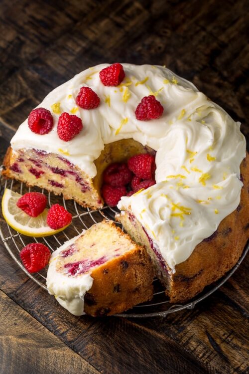 Moist and sunshiny sweet, this Lemon Raspberry Bundt Cake is so perfect for Easter or Mother's Day brunch! Loaded with fresh lemon zest, lemon juice, and raspberries, this cake is loaded with flavor. Perfect for breakfast, brunch, or dessert!