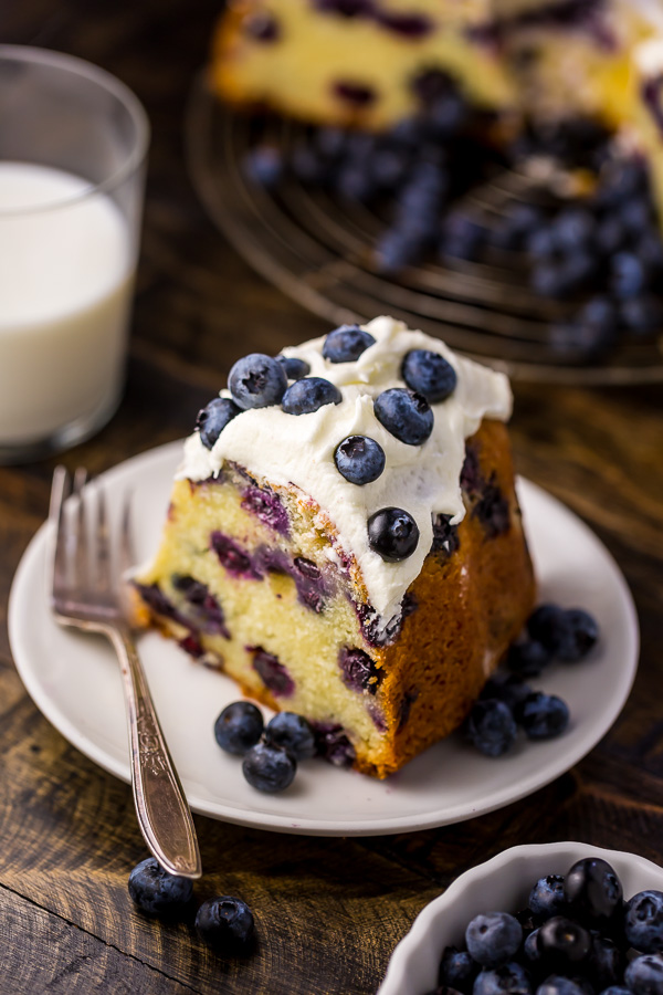 An easy and delicious recipe for The BEST Blueberry Bundt Cake! This cake is so moist, buttery, and bursting with juicy blueberries! It's perfect for brunch and pairs well with coffee or tea.