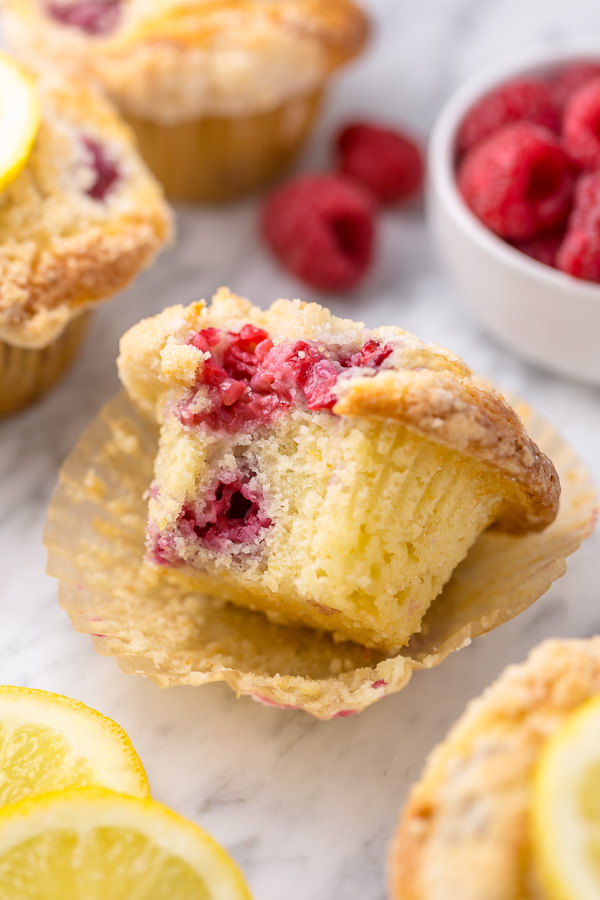 Moist and sunshiny sweet, these Lemon Raspberry Crumb Muffins are so good with a cup of coffee! Loaded with fresh raspberries and bursting with real lemon flavor, these are a must try for any lemon and raspberry lover!