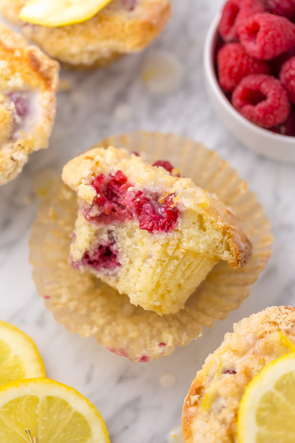 Moist and sunshiny sweet, these Lemon Raspberry Crumb Muffins are so good with a cup of coffee! Loaded with fresh raspberries and bursting with real lemon flavor, these are a must try for any lemon and raspberry lover!