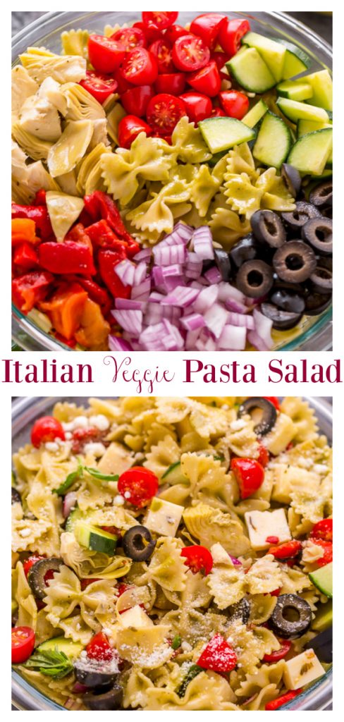 This Easy Italian Veggie Pasta Salad is simple to prepare and perfect for Summer! This recipe is easily adaptable and serves a crowd. So it's the perfect side dish for parties, potlucks, and large get togethers!