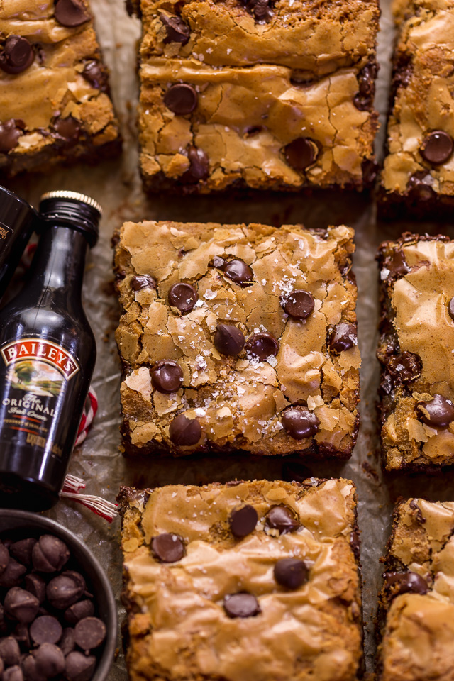 Baileys Irish Cream Chocolate Chip Cookie Bars