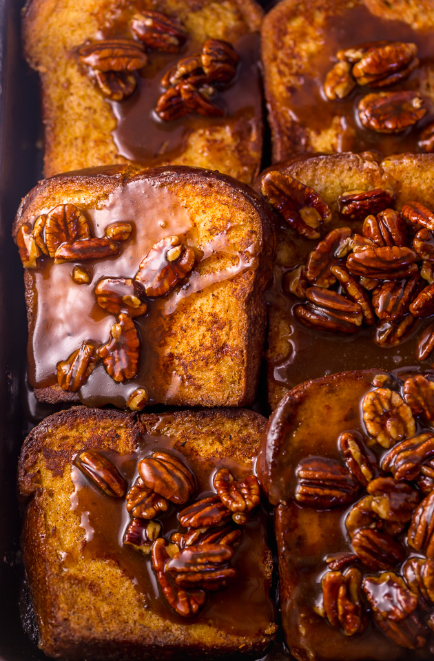Brown Sugar Butter Pecan French Toast is a decadent breakfast that's perfect for special occasions... like Christmas morning!!! Thick slices of brioche are fried until golden brown and then topped with the most delicious brown sugar butter pecan syrup! So decadent, you don't even need to serve with maple syrup!