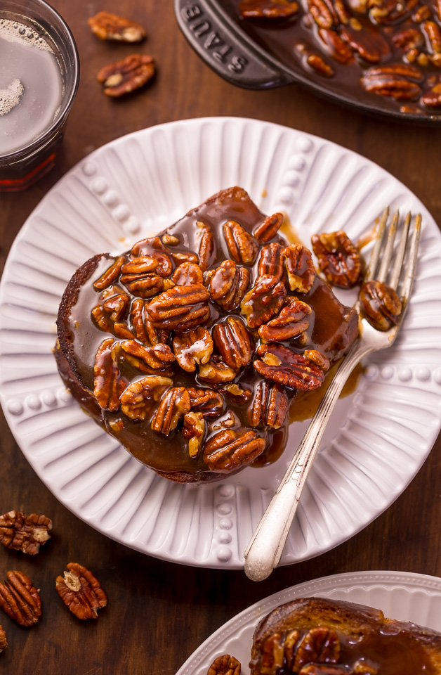 Brown Sugar Butter Pecan French Toast is a decadent breakfast that's perfect for special occasions... like Christmas morning!!! Thick slices of brioche are fried until golden brown and then topped with the most delicious brown sugar butter pecan syrup! So decadent, you don't even need to serve with maple syrup!