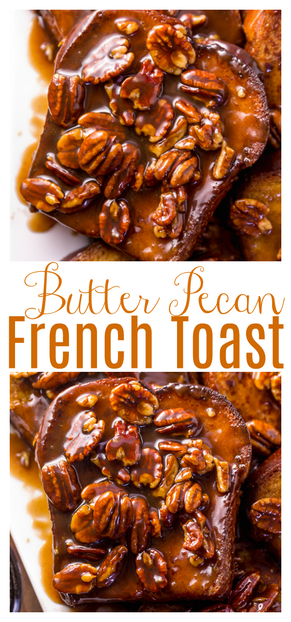 Brown Sugar Butter Pecan French Toast is a decadent breakfast that's perfect for special occasions... like Christmas morning!!! Thick slices of brioche are fried until golden brown and then topped with the most delicious brown sugar butter pecan syrup! So decadent, you don't even need to serve with maple syrup!