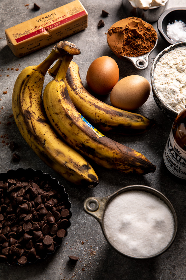 This Extra Moist Chocolate Banana Cake is topped with Espresso Chocolate Ganache! Baked in a load pan, this is a great snacking cake! A great recipe for the when you have ripe bananas and want to bake something other than banana bread!