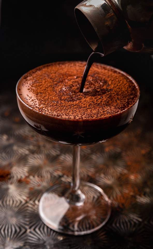 Chocolate lovers will go crazy for this decadent Homemade Chocolate Martini Recipe! Made with a homemade chocolate syrup instead of chocolate liqueur, they're not too sweet and won't give you a stomach ache after one sip! Garnish the martini glasses with cocoa powder, chocolate curls, or a sprig of fresh mint!