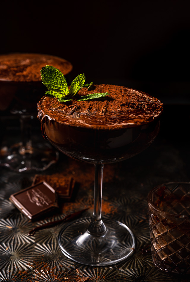 Chocolate lovers will go crazy for this decadent Homemade Chocolate Martini Recipe! Made with a homemade chocolate syrup instead of chocolate liqueur, they're not too sweet and won't give you a stomach ache after one sip! Garnish the martini glasses with cocoa powder, chocolate curls, or a sprig of fresh mint!
