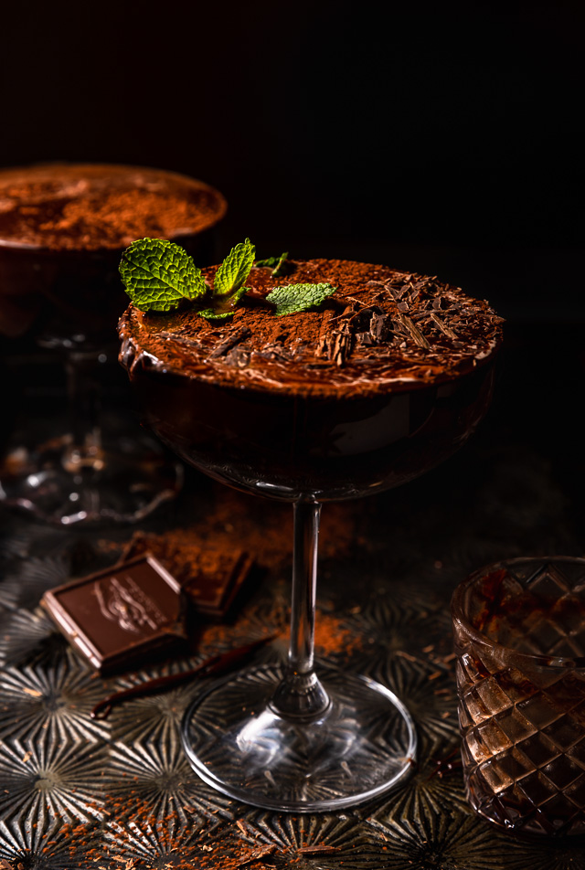 Chocolate lovers will go crazy for this decadent Homemade Chocolate Martini Recipe! Made with a homemade chocolate syrup instead of chocolate liqueur, they're not too sweet and won't give you a stomach ache after one sip! Garnish the martini glasses with cocoa powder, chocolate curls, or a sprig of fresh mint!