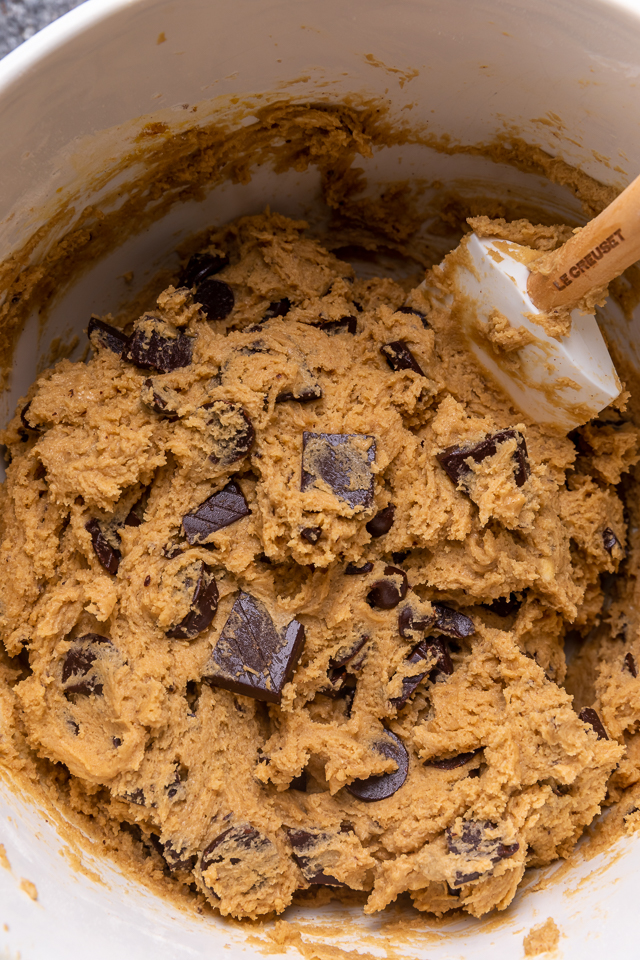Salted Pretzel Peanut Butter Bourbon Chocolate Chip Cookies