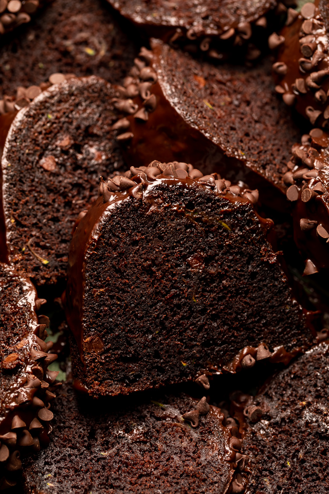 This Chocolate Zucchini Bundt Cake is insanely moist, so fudgy, and loaded with chocolate flavor! No one will even know there's 2 whole cups of shredded zucchini hiding inside! Delicious with chocolate glaze, but can easily be served with whipped cream or a dusting of powdered sugar instead!