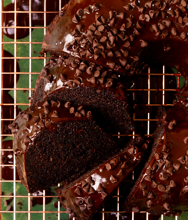 This Chocolate Zucchini Bundt Cake is insanely moist, so fudgy, and loaded with chocolate flavor! No one will even know there's 2 whole cups of shredded zucchini hiding inside! Delicious with chocolate glaze, but can easily be served with whipped cream or a dusting of powdered sugar instead!