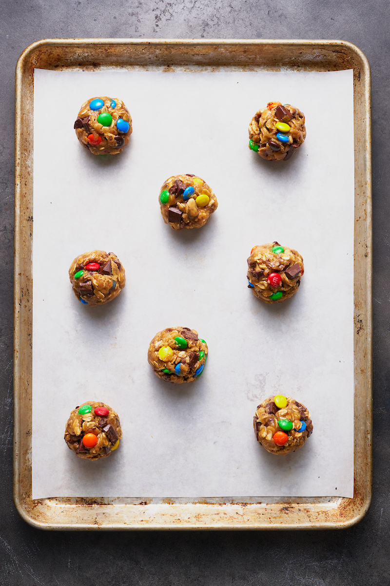 Brown Butter Chocolate Chunk M&M Oatmeal Cookies are thick, chewy, and don't require any chilling!