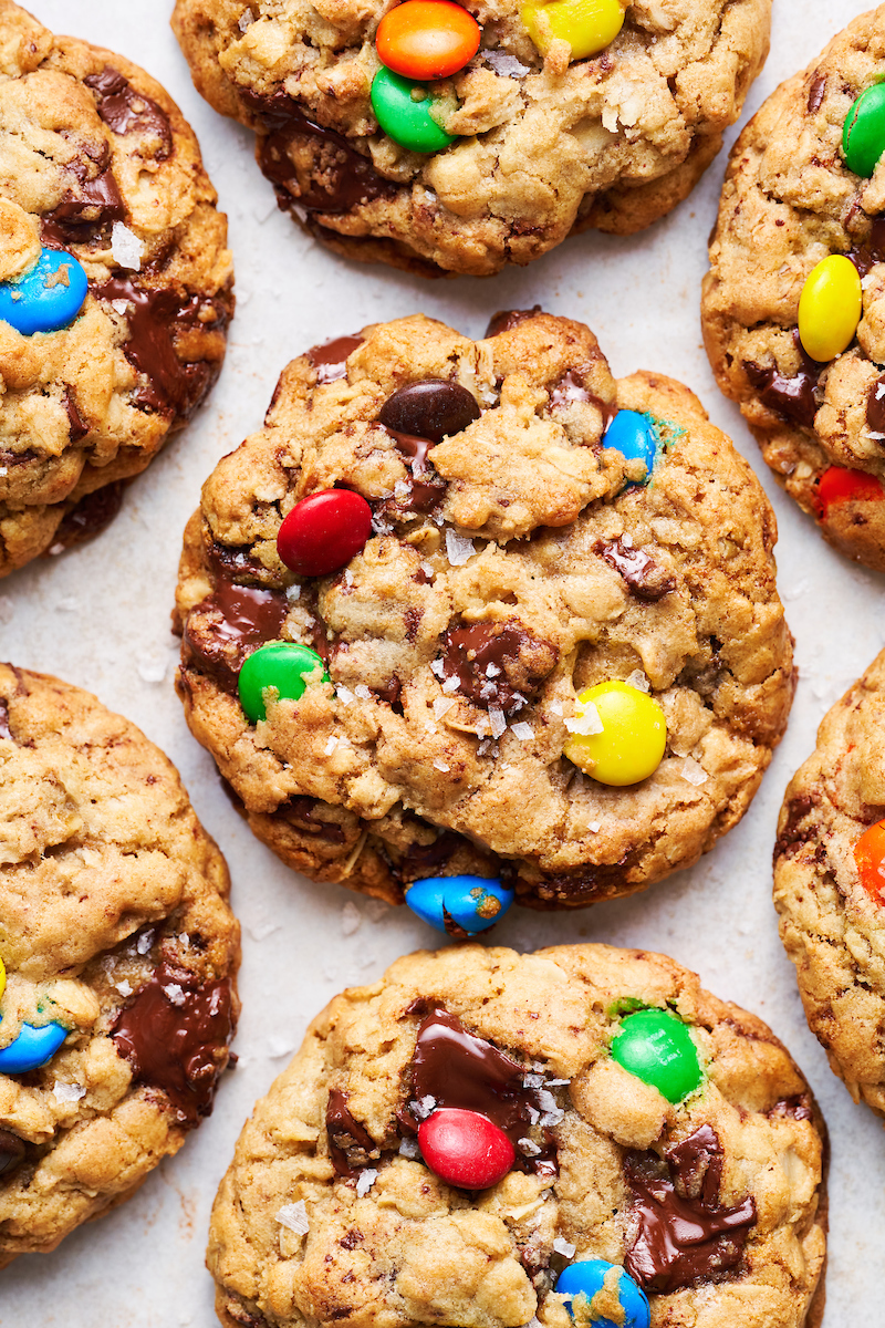 Brown Butter Chocolate Chunk M&M Oatmeal Cookies are thick, chewy, and don't require any chilling!