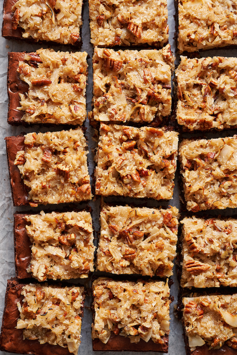 If you're like me and LOVE German chocolate cake, you have to try these German Chocolate Brownies! No boxed mix, instead we'll make brownies from scratch and top them with a crazy delicious coconut pecan frosting. We loved these brownies and think you will too!