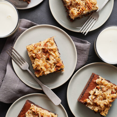 If you're like me and LOVE German chocolate cake, you have to try these German Chocolate Brownies! No boxed mix, instead we'll make brownies from scratch and top them with a crazy delicious coconut pecan frosting. We loved these brownies and think you will too!