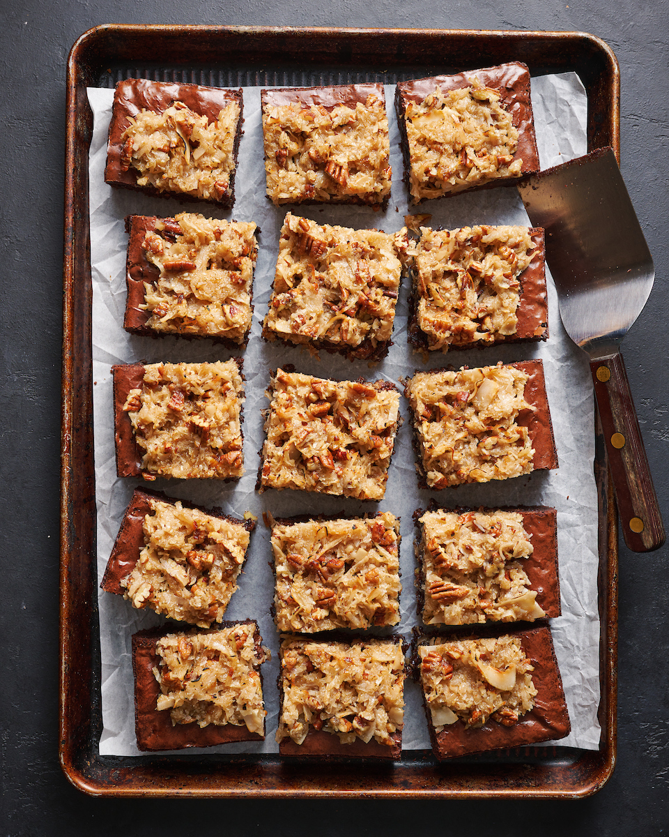 If you're like me and LOVE German chocolate cake, you have to try these German Chocolate Brownies! No boxed mix, instead we'll make brownies from scratch and top them with a crazy delicious coconut pecan frosting. We loved these brownies and think you will too!