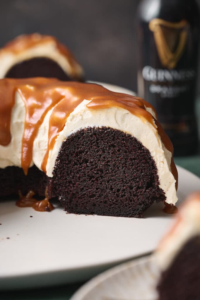 My chocolate Guinness cake recipe is the ultimate St. Patrick’s Day dessert! Rich chocolate and stout beer create a delicious cake flavor, and baileys buttercream is the perfect companion. Add Irish whiskey salted caramel… and you have a to-die-for flavorful dessert! Looks so pretty on a cake stand.