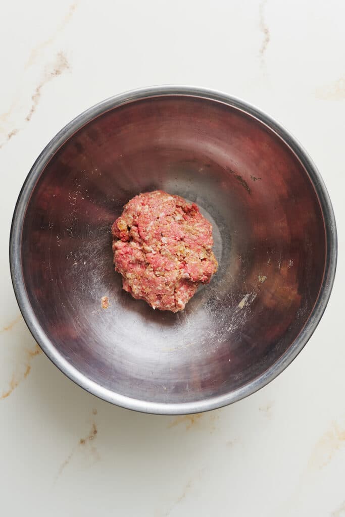 Meat mixture for mini meatball recipe.